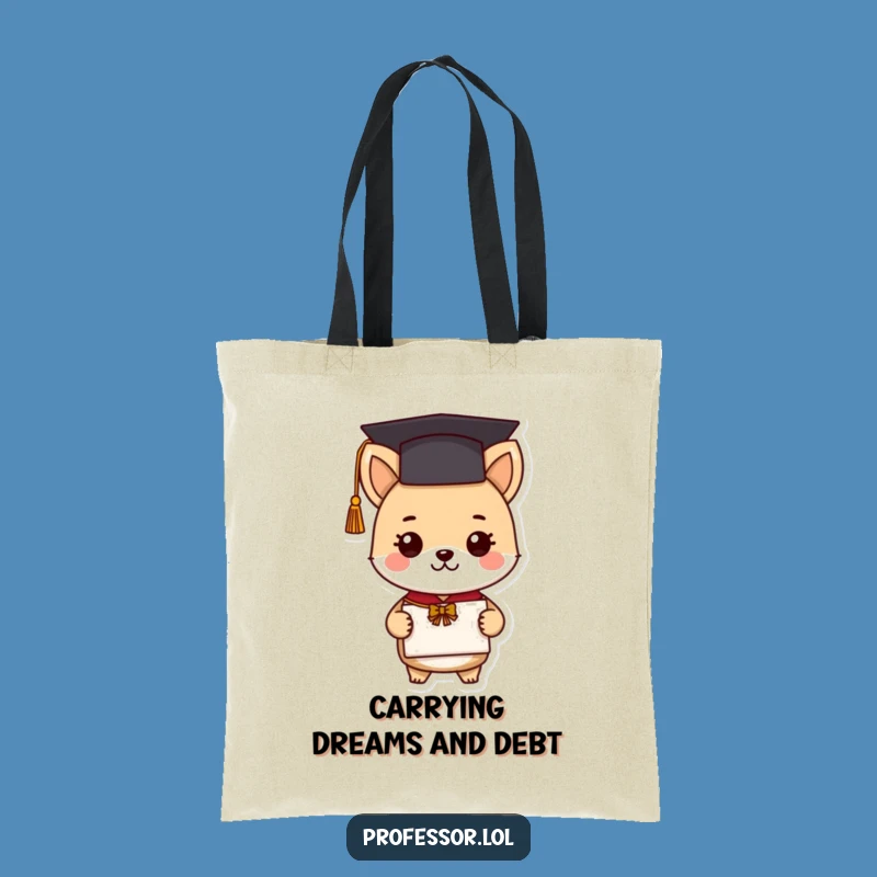 Funny Graduation Animal Tote Bag: Cute Scholar Holds Diploma, Great Funny Gift for Students