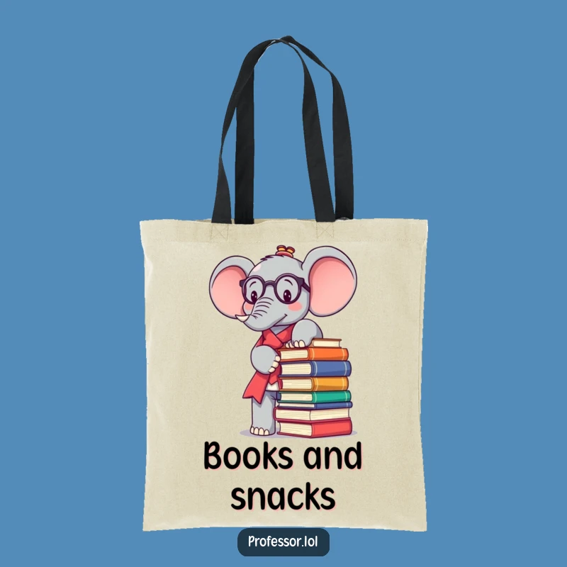 Funny Kawaii Elephant Professor Tote Bag: A Hilarious Gift for Carrying Books and Smiles