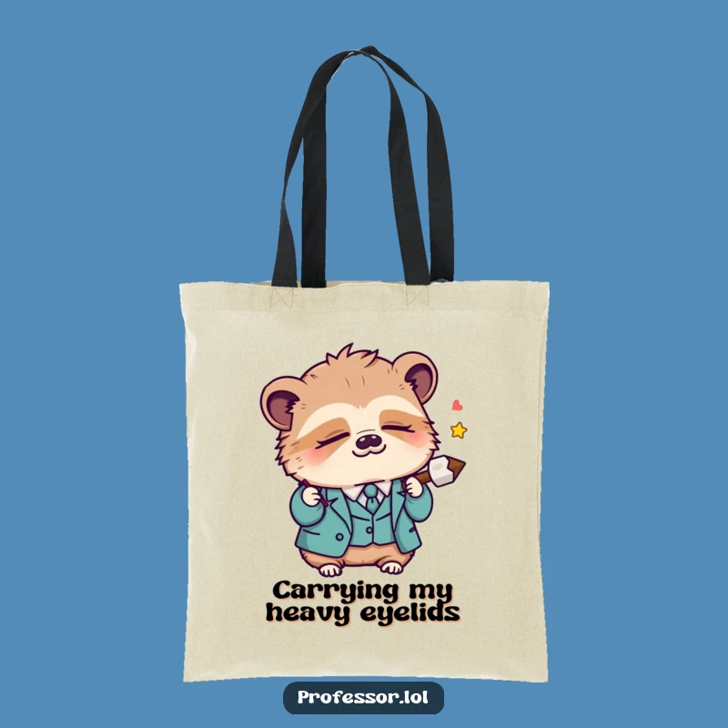 Funny Kawaii Sloth Professor Tote Bag: Sleepy Lecture Pointer Accessory