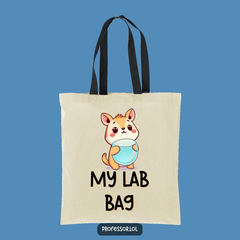 Funny Science Tote Bag: Cute Animal Surprised By Beaker, Perfect Lab Gift!